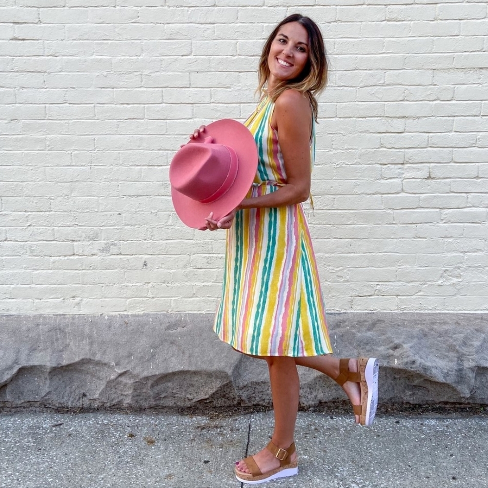Listicle Striped Halter Dress, Size S